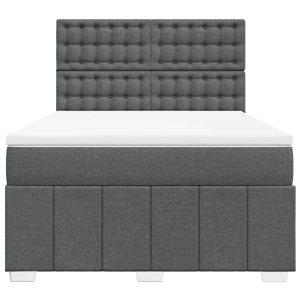 vidaXL Sommier à lattes de lit avec matelas Gris foncé 140x200cm Tissu