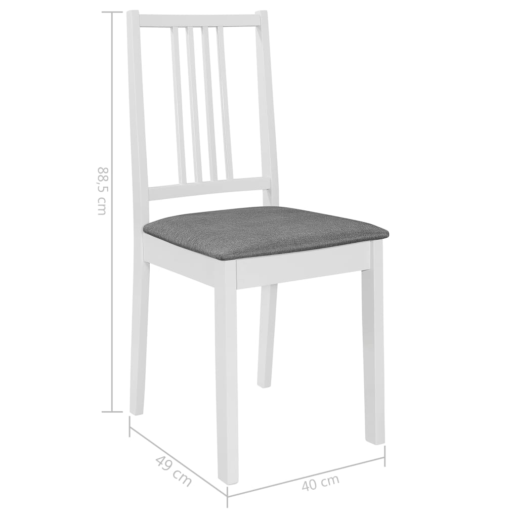 vidaXL Chaises à manger avec coussins lot de 2 blanc bois solide