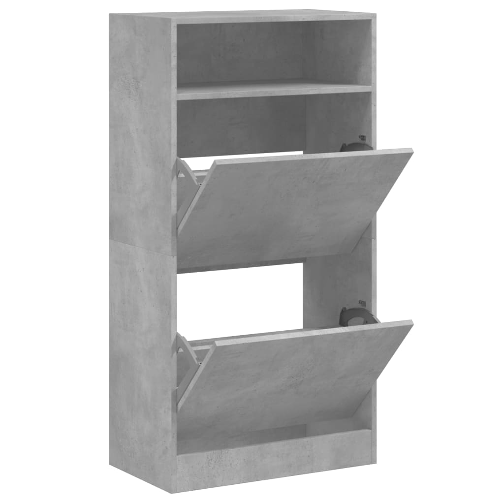 vidaXL Armoire à chaussures gris béton 60x34x116 cm bois d'ingénierie