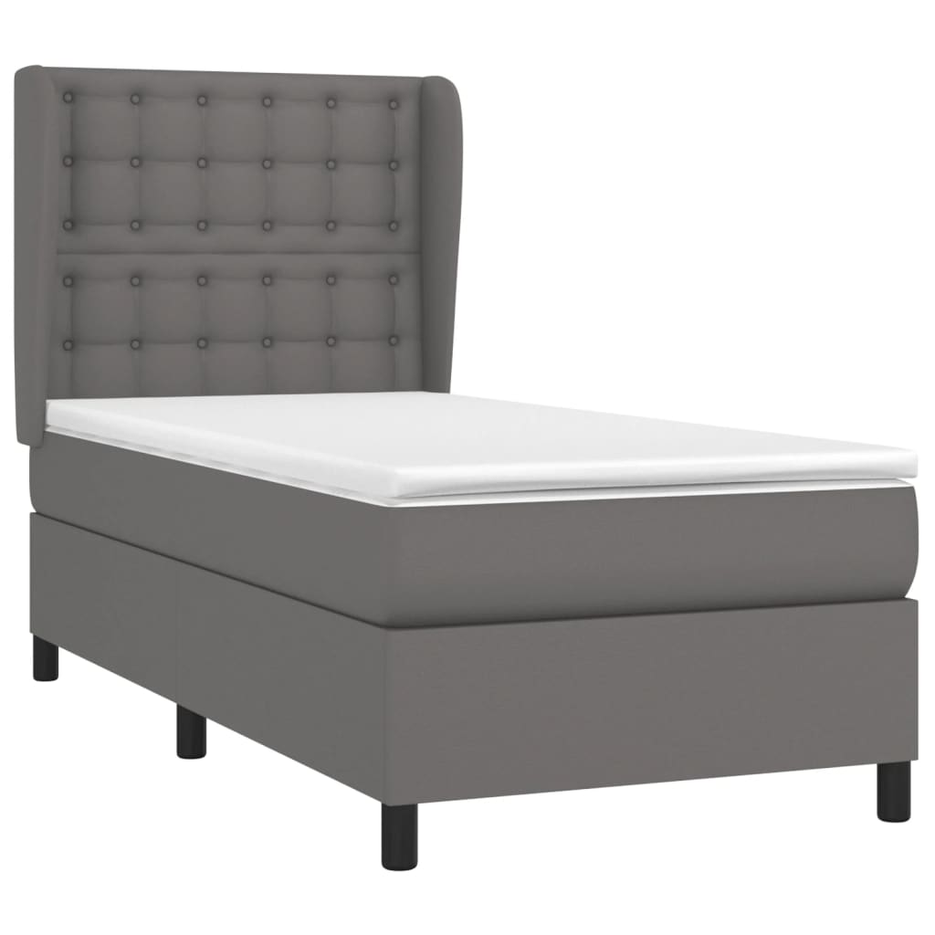 vidaXL Sommier à lattes de lit avec matelas Gris 90x200 cm Similicuir