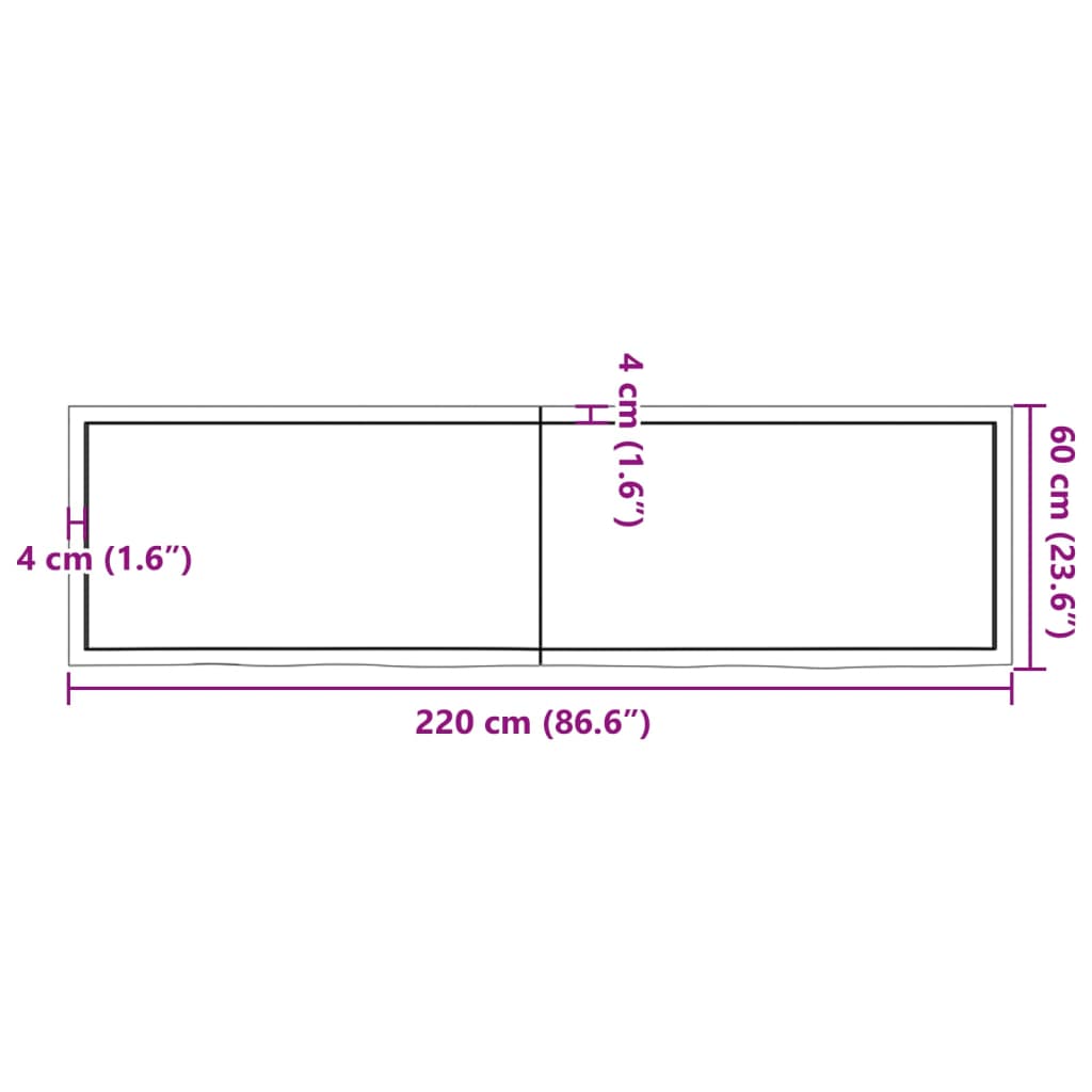 vidaXL Dessus de table 220x60x(2-4) cm bois de chêne massif non traité