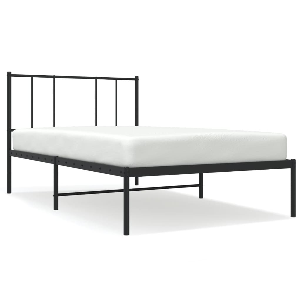 vidaXL Cadre de lit métal sans matelas avec tête de lit noir 90x200 cm