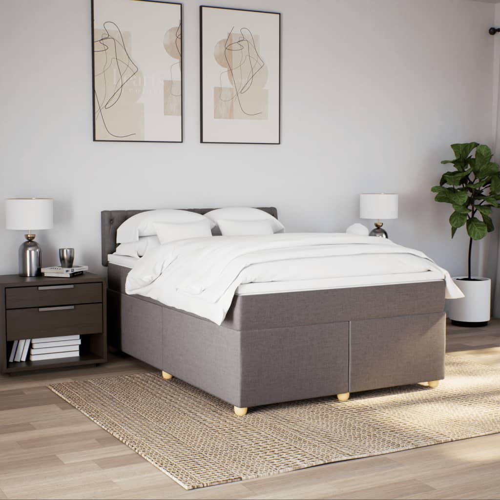 vidaXL Sommier à lattes de lit avec matelas Taupe 160x200 cm Tissu