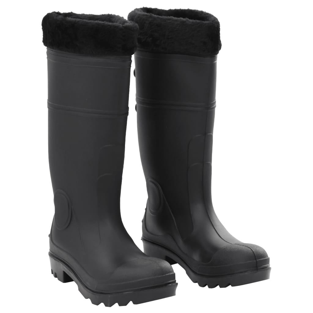 vidaXL Bottes de pluie avec chaussettes amovibles noir taille 40 PVC