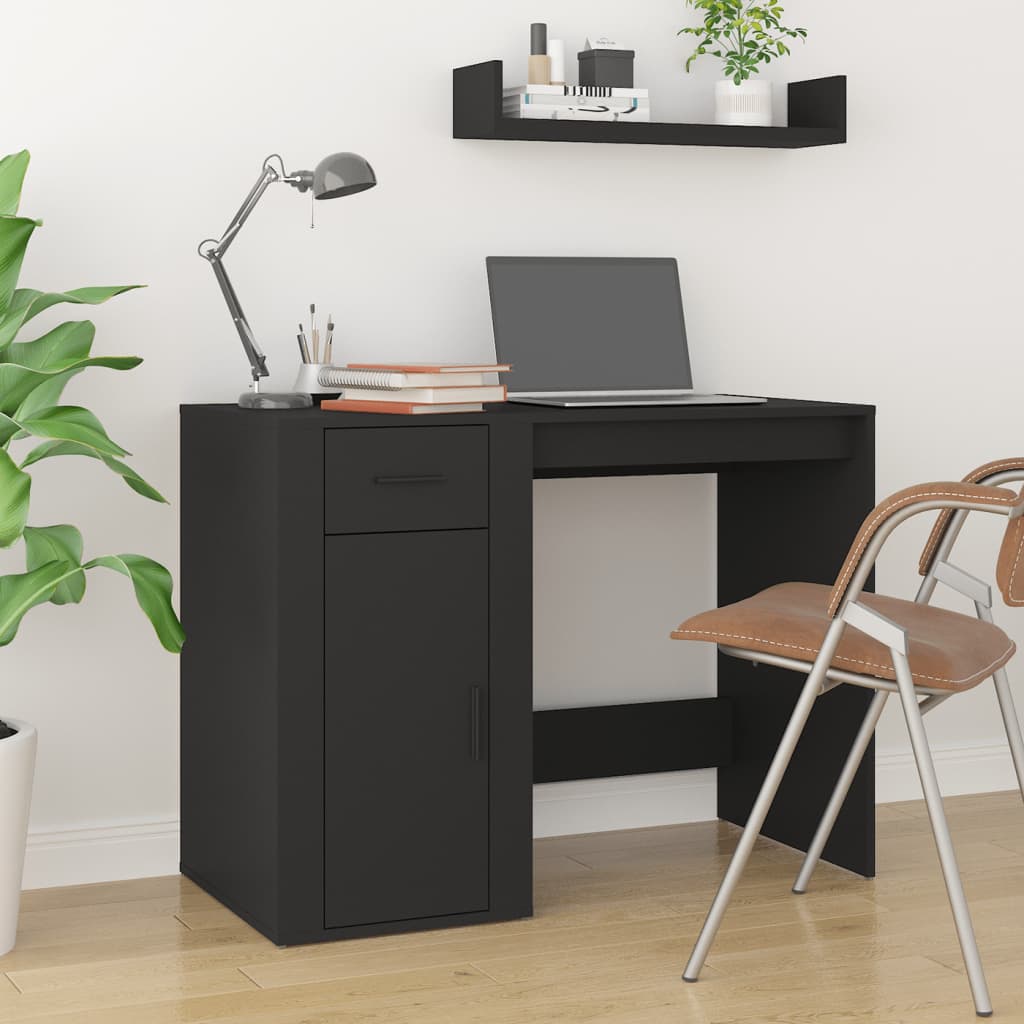 vidaXL Bureau Noir 100x49x75 cm Bois d'ingénierie