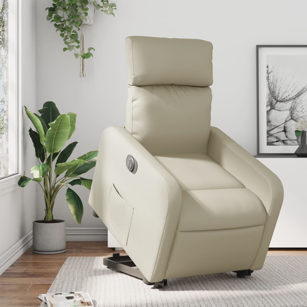 vidaXL Fauteuil inclinable électrique crème similicuir