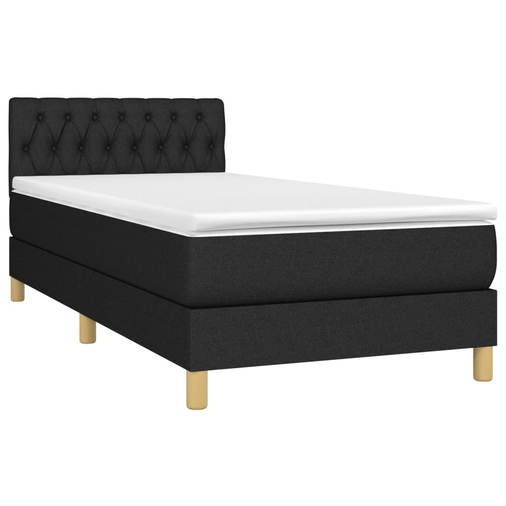 vidaXL Sommier à lattes de lit avec matelas Noir 90x190 cm Tissu