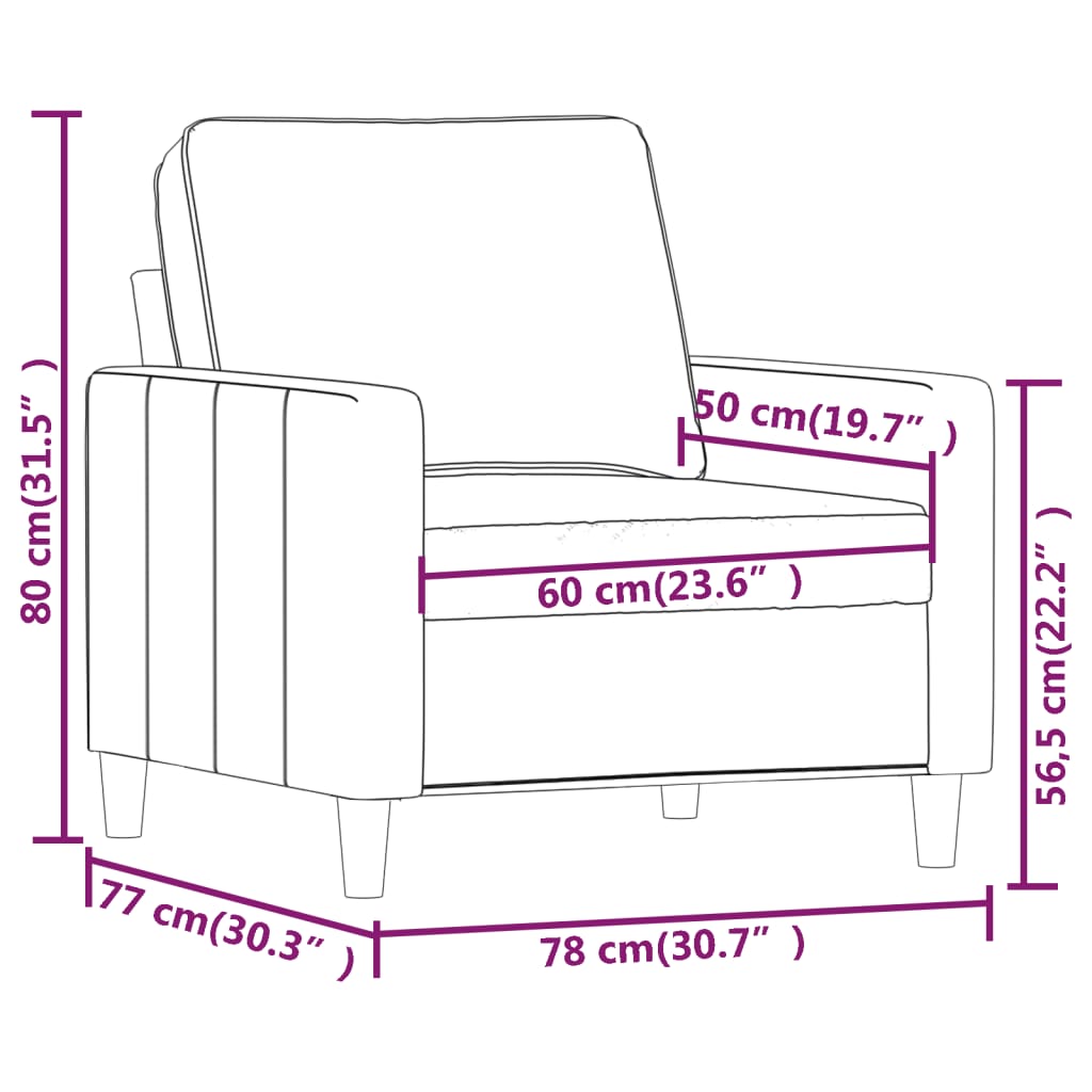 vidaXL Fauteuil Rose 60 cm Velours