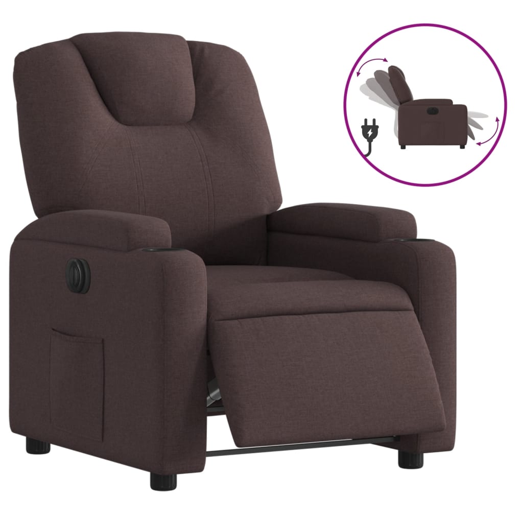 vidaXL Fauteuil inclinable électrique Marron foncé Tissu