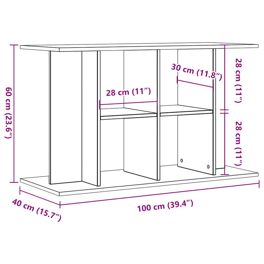 vidaXL Support pour aquarium vieux bois 100x40x60 cm bois d'ingénierie