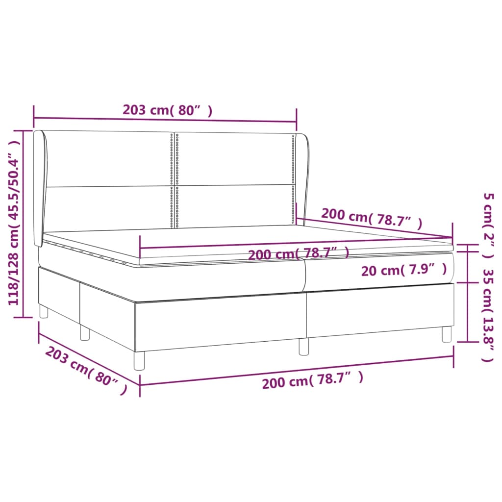 vidaXL Sommier à lattes de lit avec matelas Marron foncé 200x200 cm