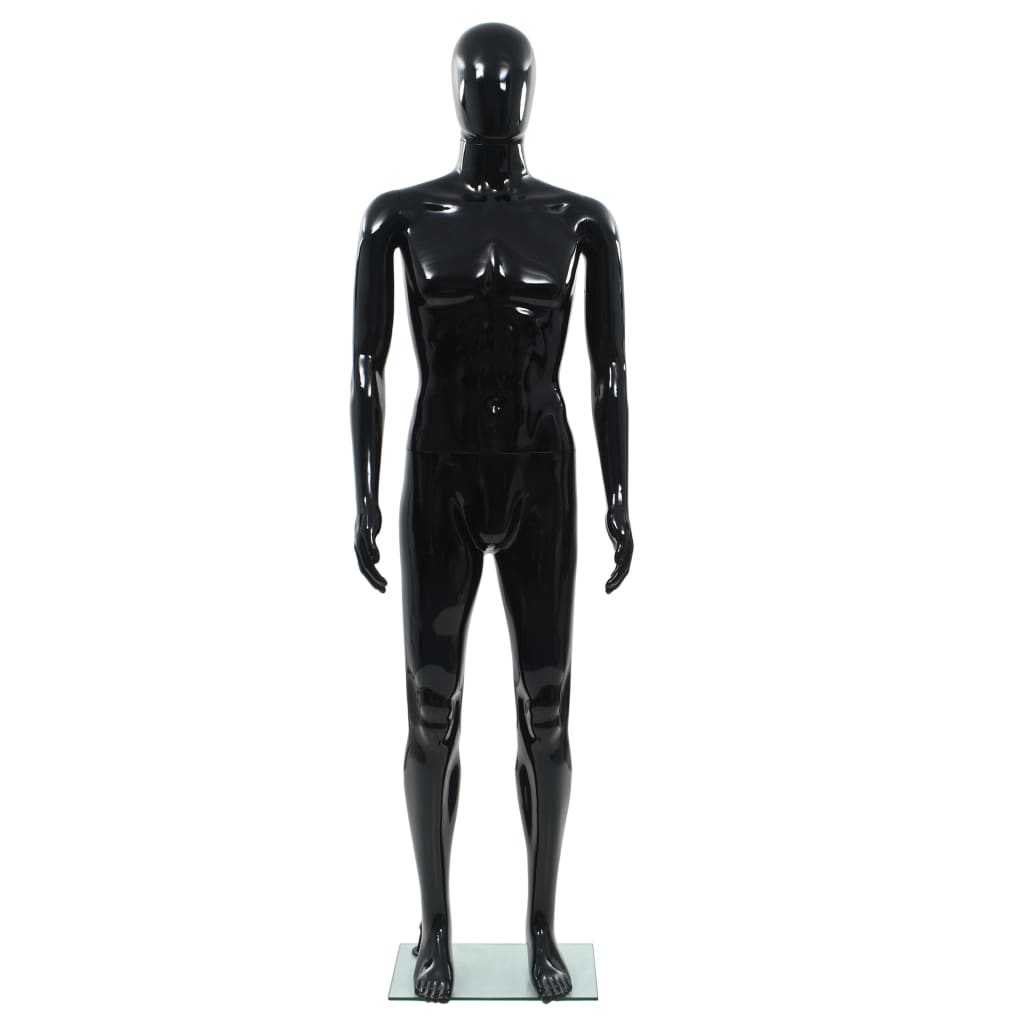 vidaXL Mannequin homme corps complet base verre Noir brillant 185 cm