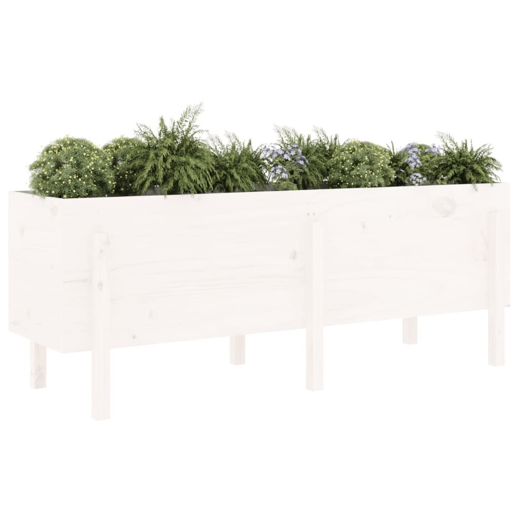 vidaXL Lit surélevé de jardin blanc 160x50x57 cm bois de pin massif