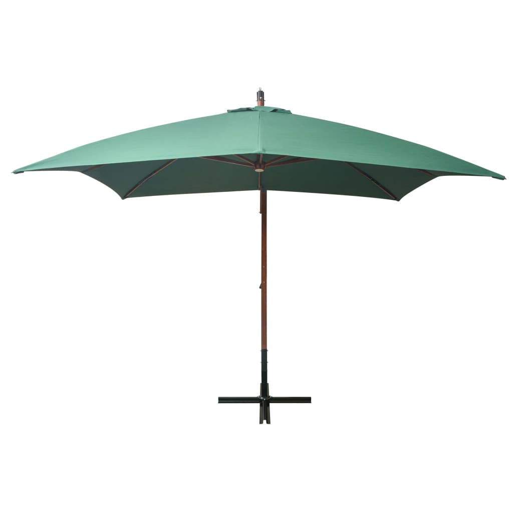 vidaXL Parasol suspendu avec poteau en bois 300x300 cm vert