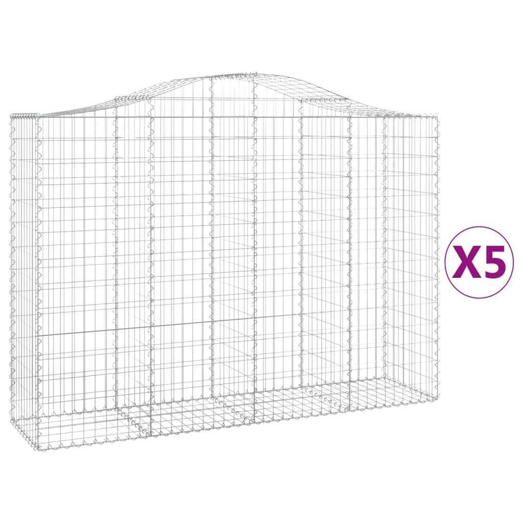 vidaXL Paniers à gabions arqués 5 pcs 200x50x140/160 cm Fer galvanisé