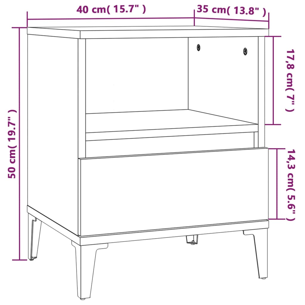 vidaXL Tables de chevet 2 pcs Chêne fumé 40x35x50 cm