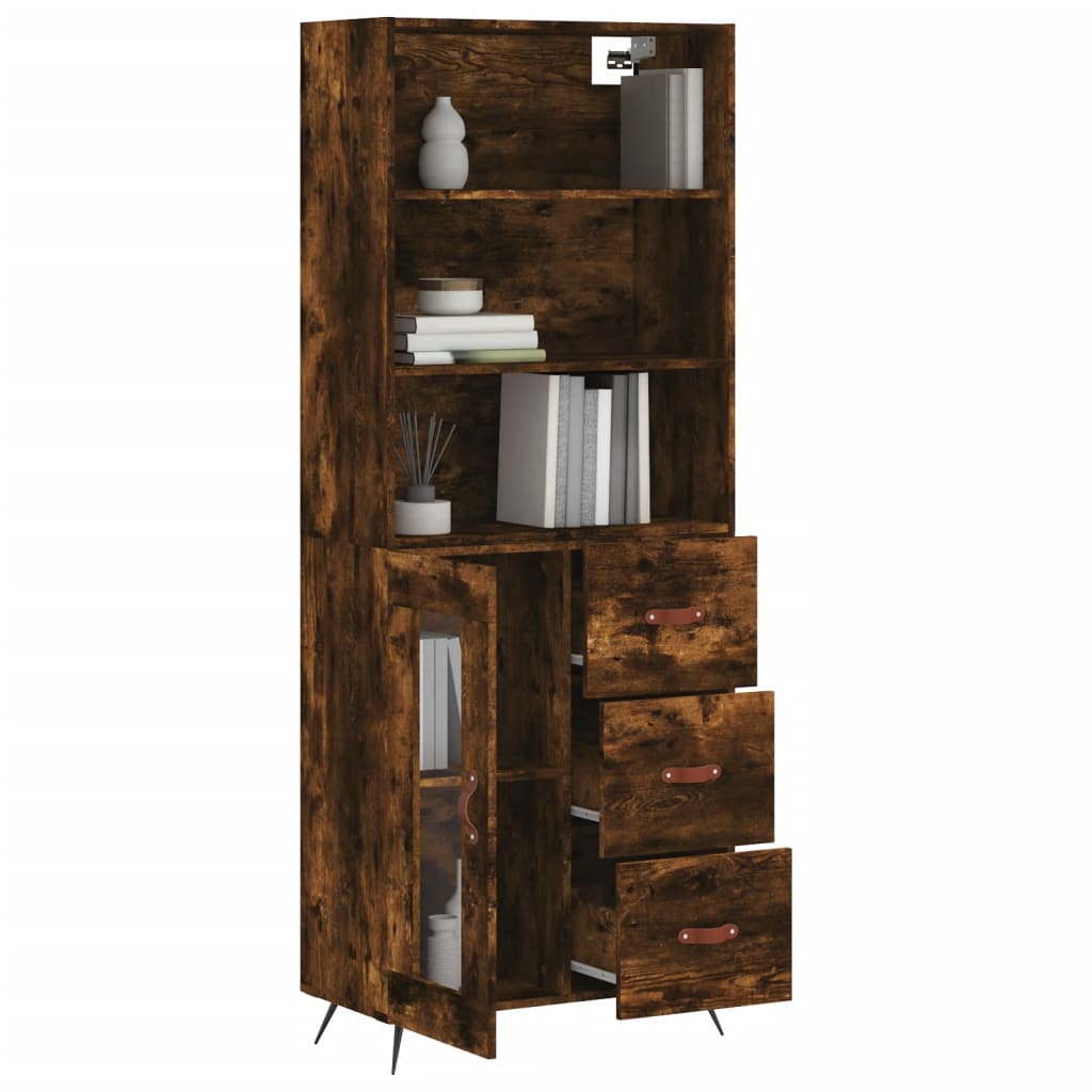 vidaXL Buffet haut Chêne fumé 69,5x34x180 cm Bois d'ingénierie