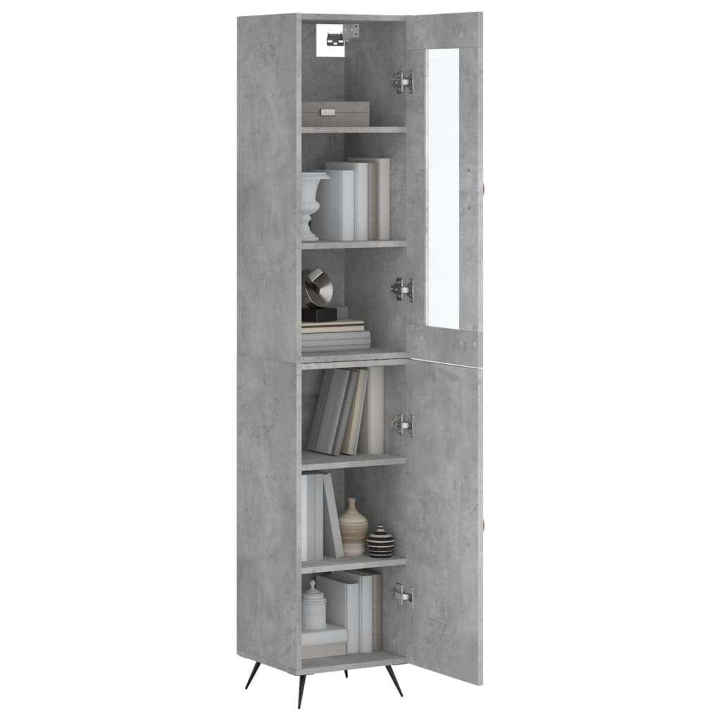 vidaXL Buffet haut Gris béton 34,5x34x180 cm Bois d'ingénierie