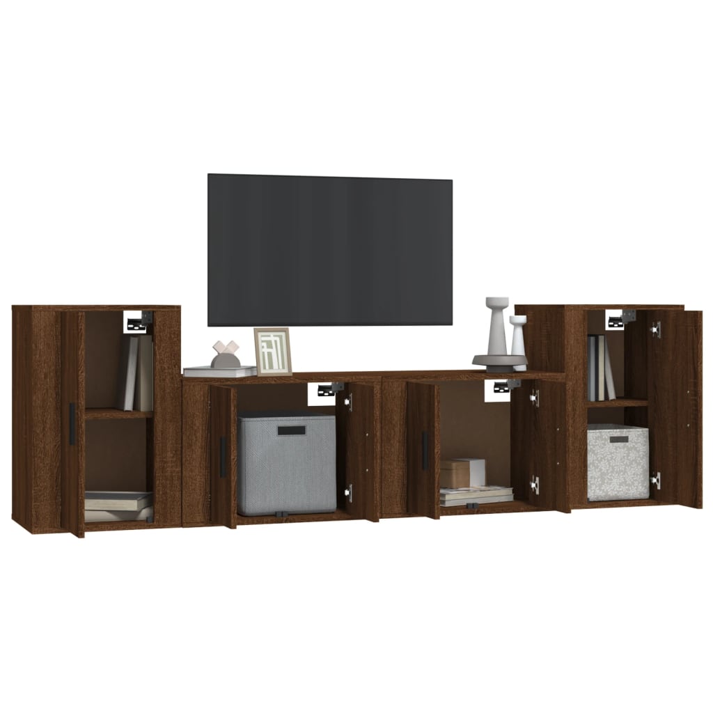 vidaXL Ensemble de meubles TV 4 pcs Chêne marron Bois d'ingénierie