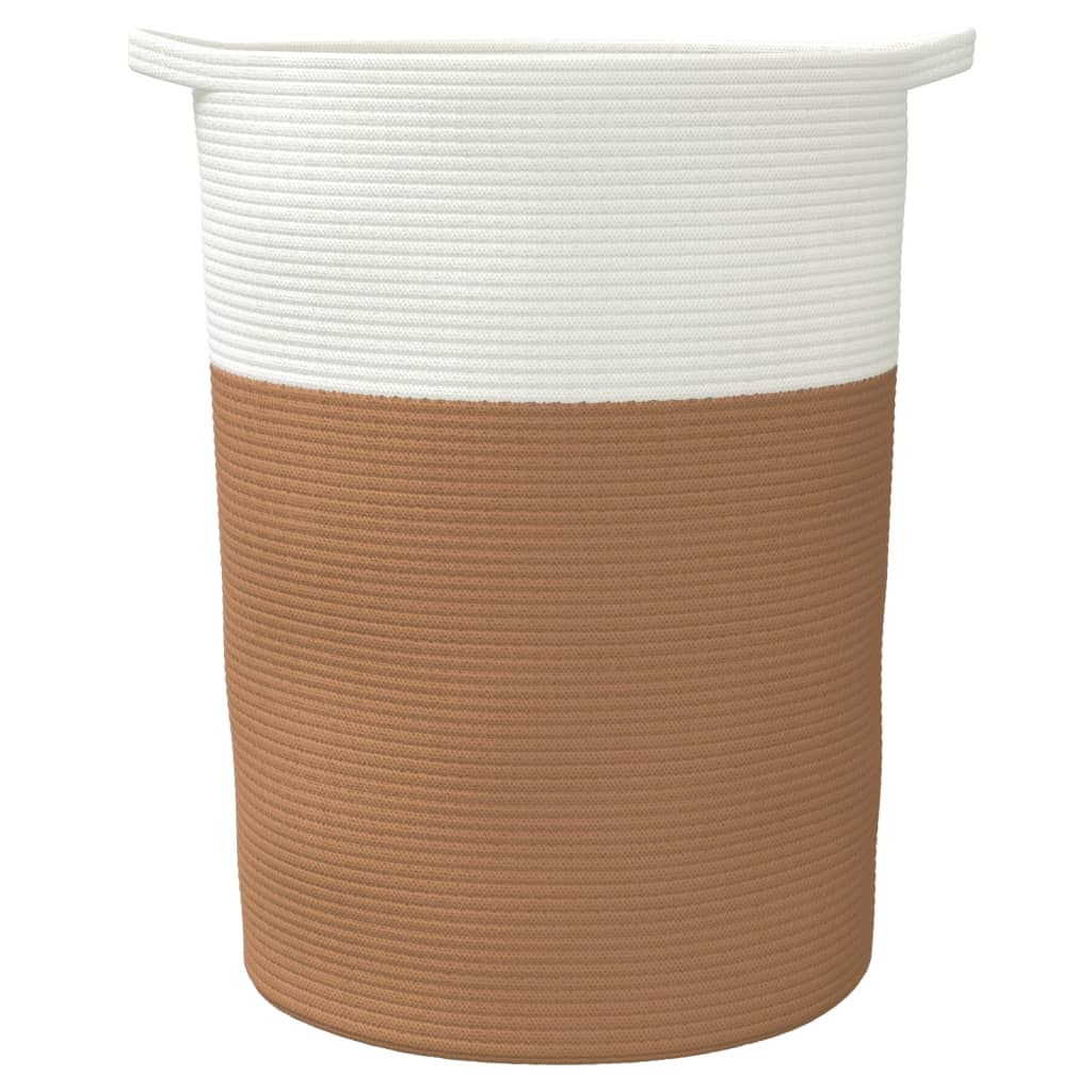 vidaXL Panier de rangement marron et blanc Ø49x65 cm coton