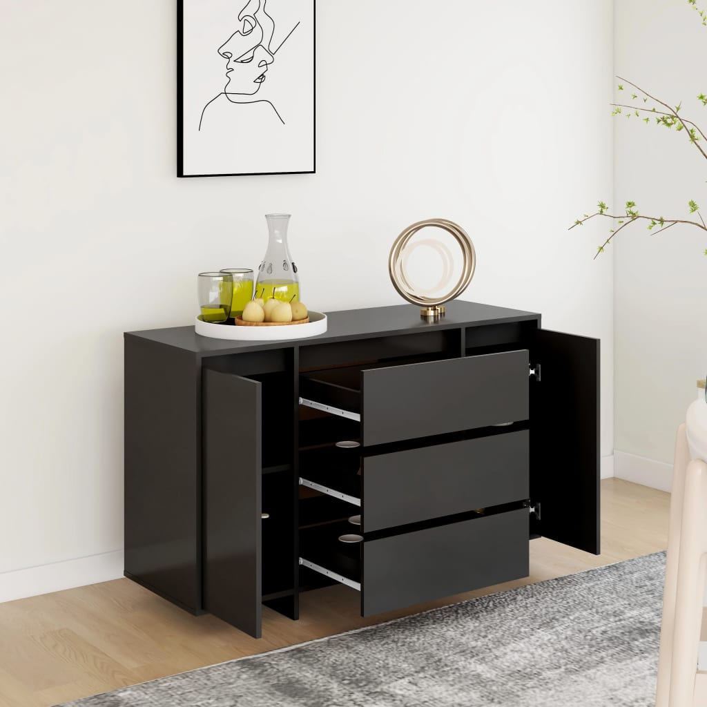 vidaXL Buffet avec 3 tiroirs Noir 120x41x75 cm Bois d'ingénierie