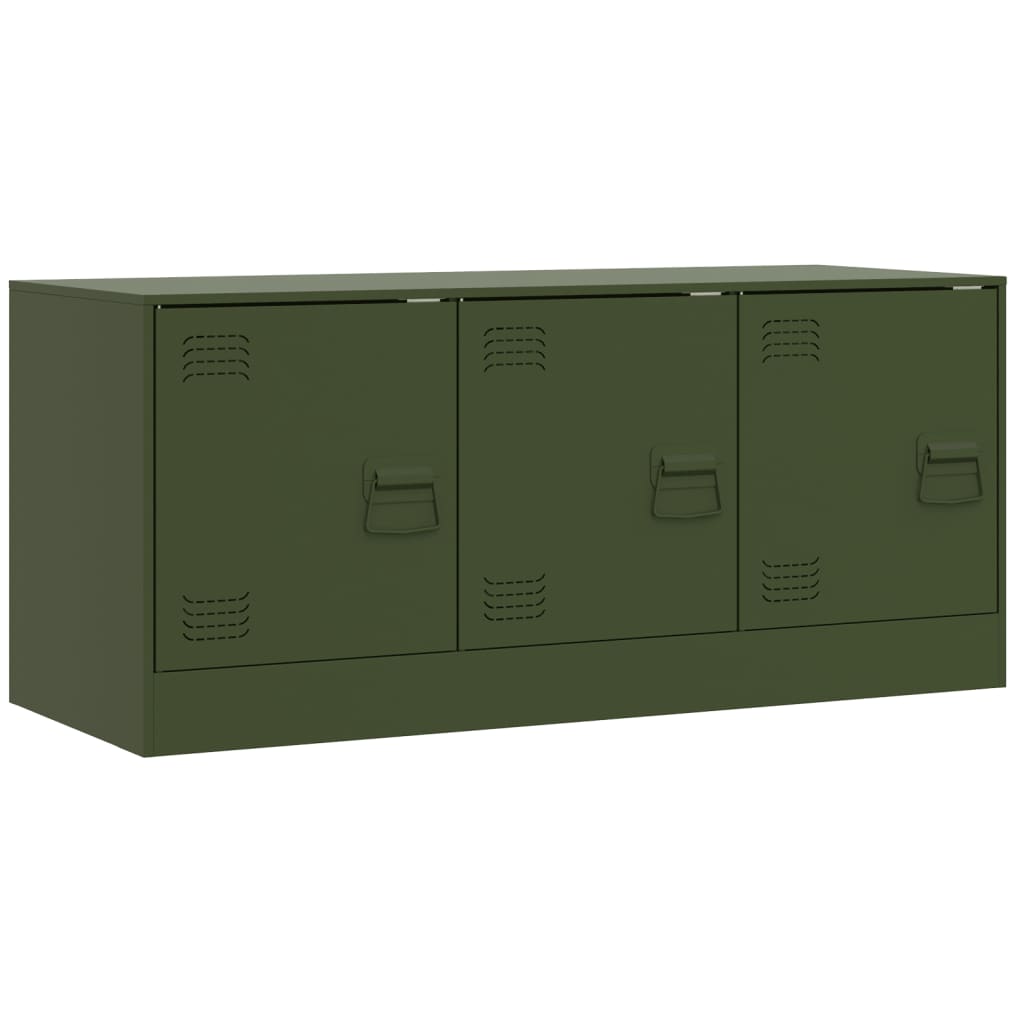 vidaXL Meuble TV vert olive 99x39x44 cm acier