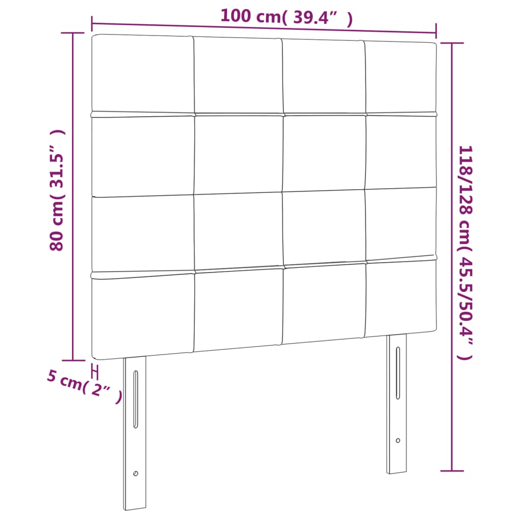 vidaXL Tête de lit à LED Rose 100x5x118/128 cm Velours