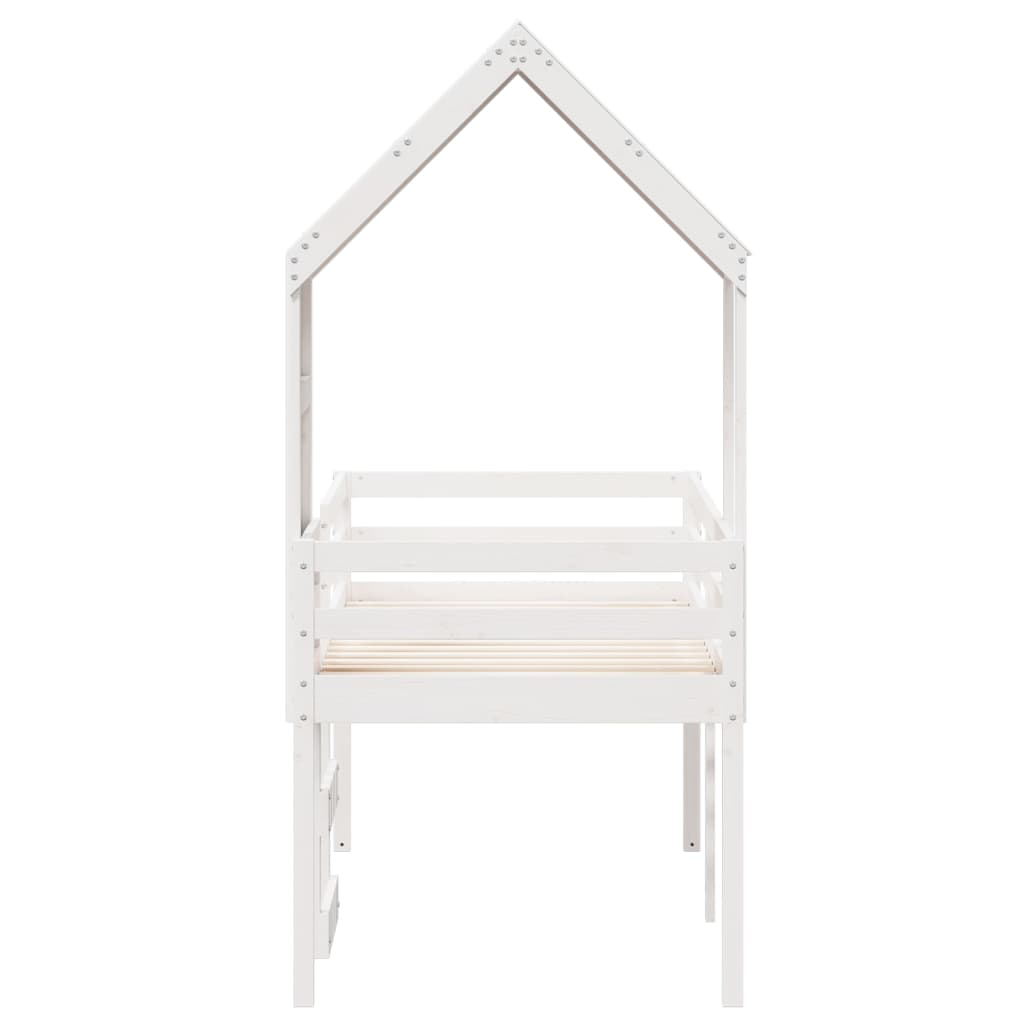 vidaXL Lit haut avec toit blanc 75x190 cm bois de pin massif