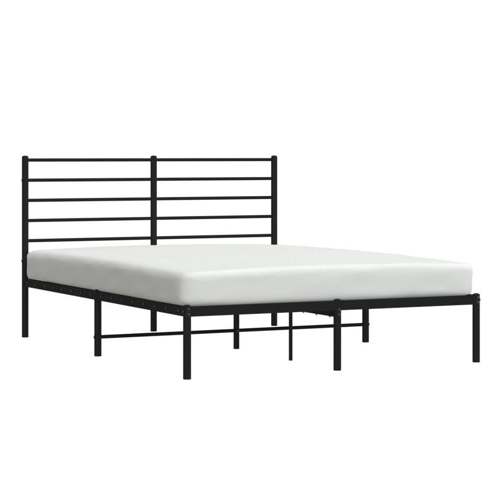 vidaXL Cadre de lit métal sans matelas avec tête de lit noir 135x190cm