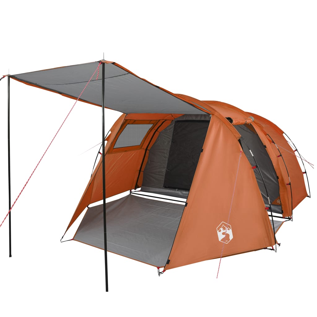 vidaXL Tente de camping tunnel 4 personnes gris et orange imperméable