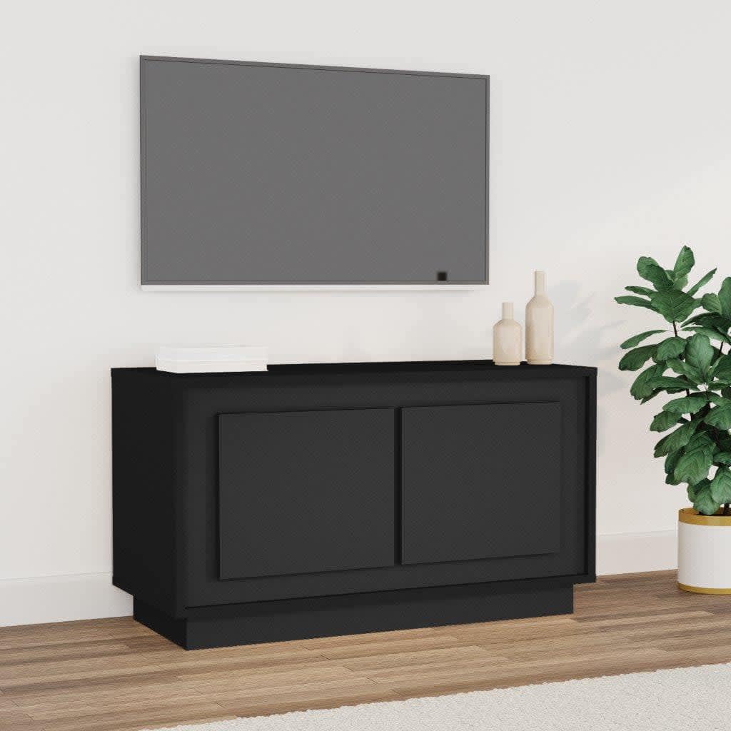 vidaXL Meuble TV noir 80x35x45 cm bois d'ingénierie