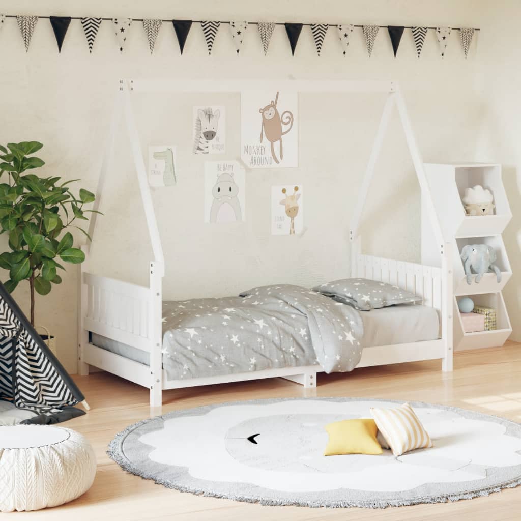 vidaXL Cadre de lit pour enfant blanc 80x160 cm bois de pin massif