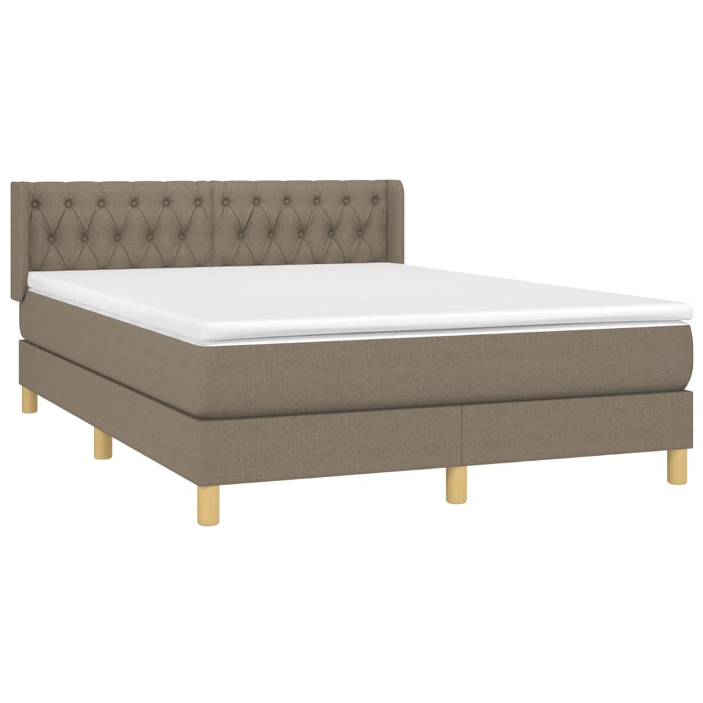 vidaXL Sommier à lattes de lit avec matelas Taupe 140x190 cm Tissu