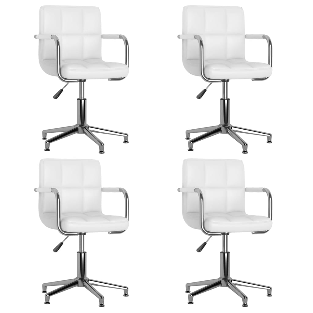 vidaXL Chaises pivotantes à manger lot de 4 blanc similicuir