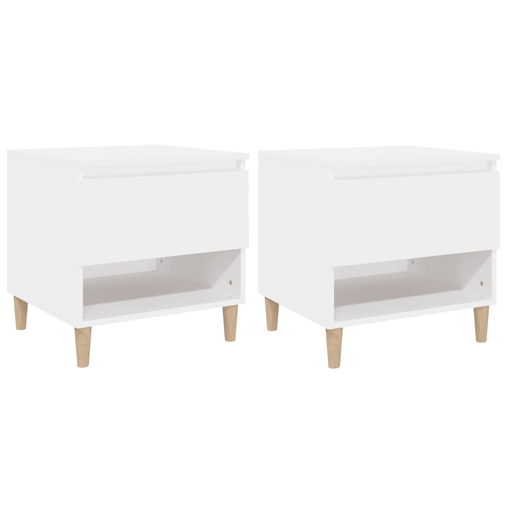 vidaXL Tables de chevet 2 pcs Blanc 50x46x50 cm Bois d’ingénierie