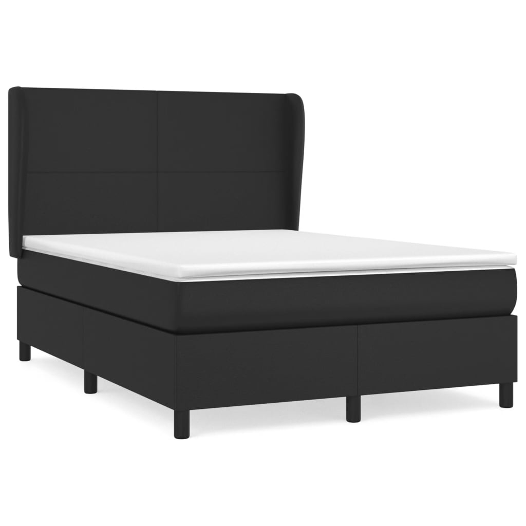 vidaXL Sommier à lattes de lit avec matelas Noir 140x200 cm Similicuir