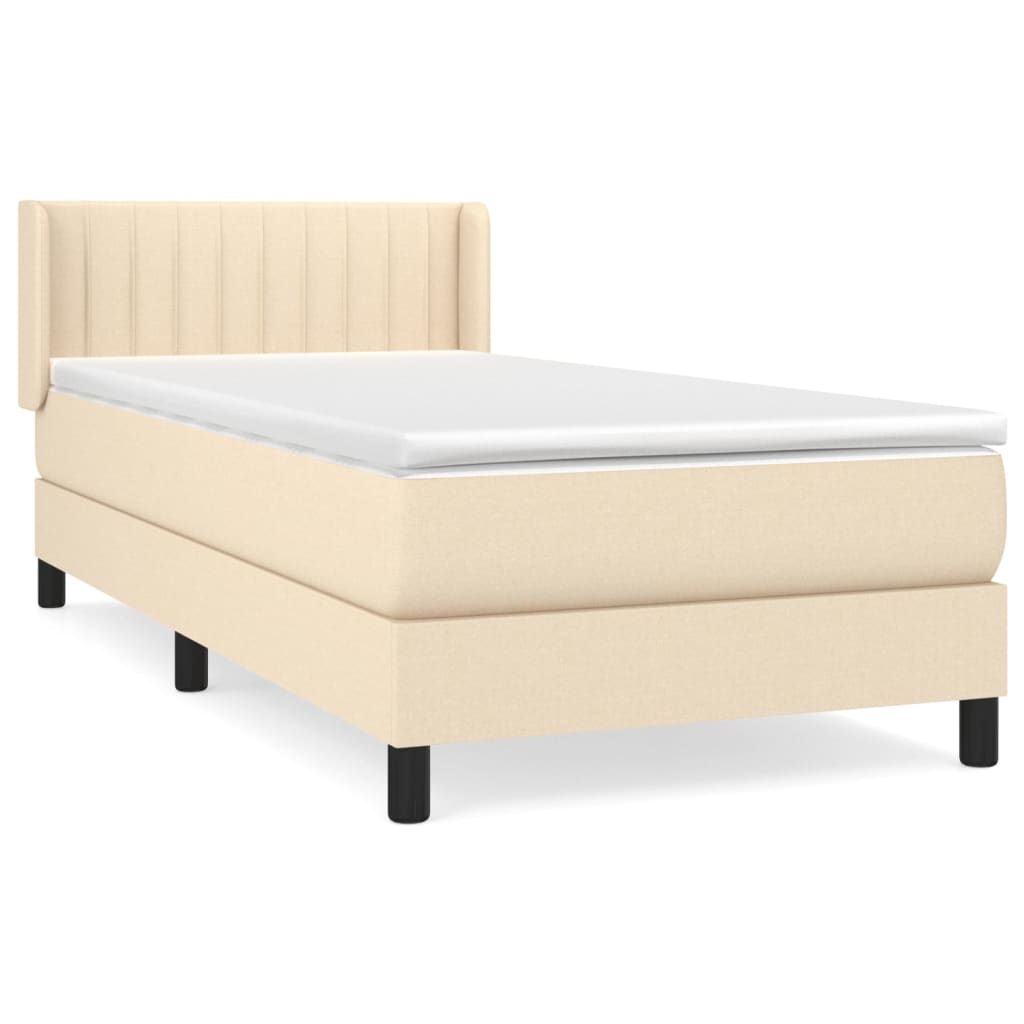 vidaXL Sommier à lattes de lit et matelas Crème 90x190 cm Tissu