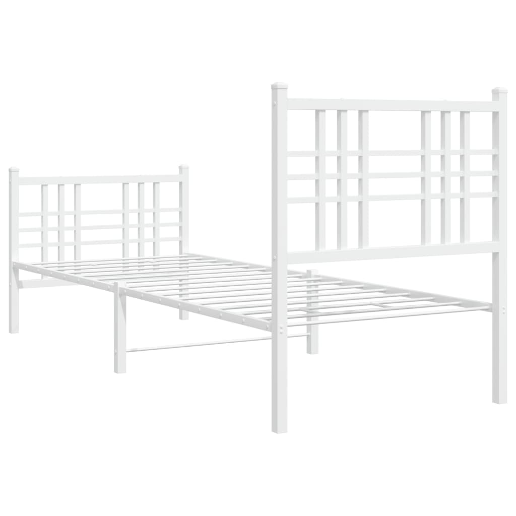 vidaXL Cadre de lit métal sans matelas avec pied de lit blanc 80x200cm