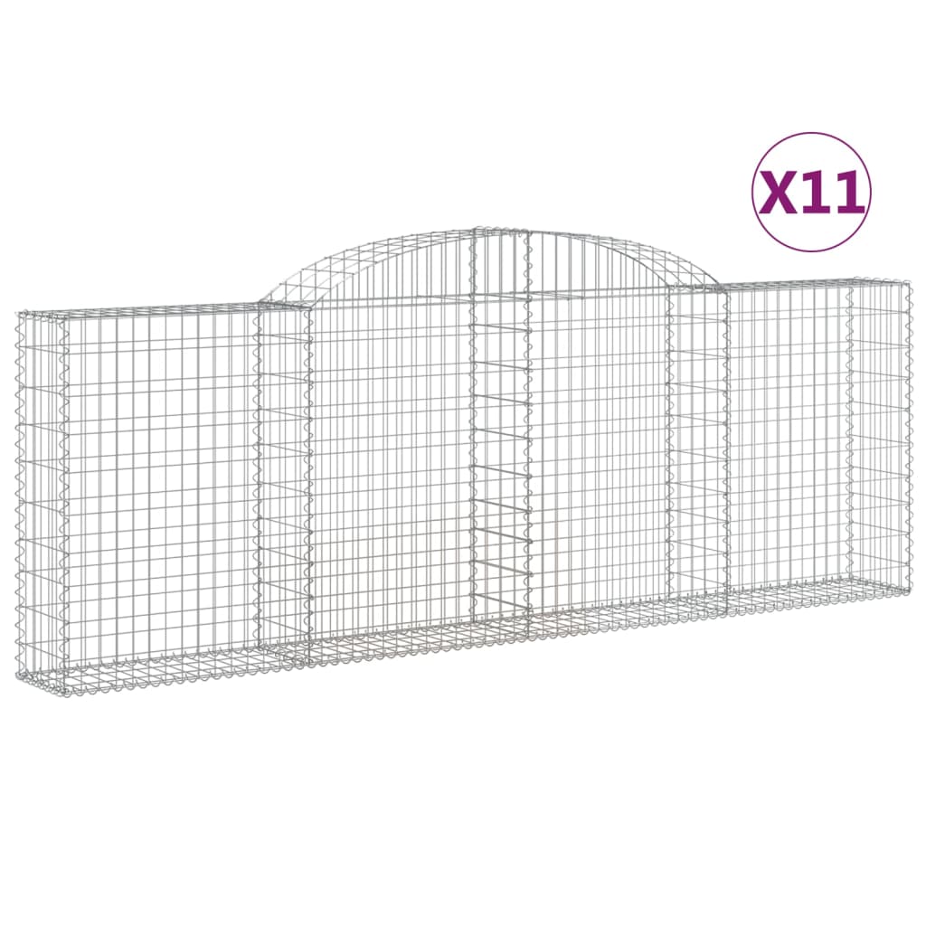 vidaXL Paniers à gabions arqués 11 pcs 300x30x100/120 cm fer galvanisé