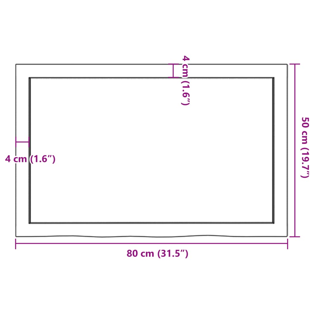 vidaXL Dessus de table 80x50x(2-4) cm bois de chêne massif non traité