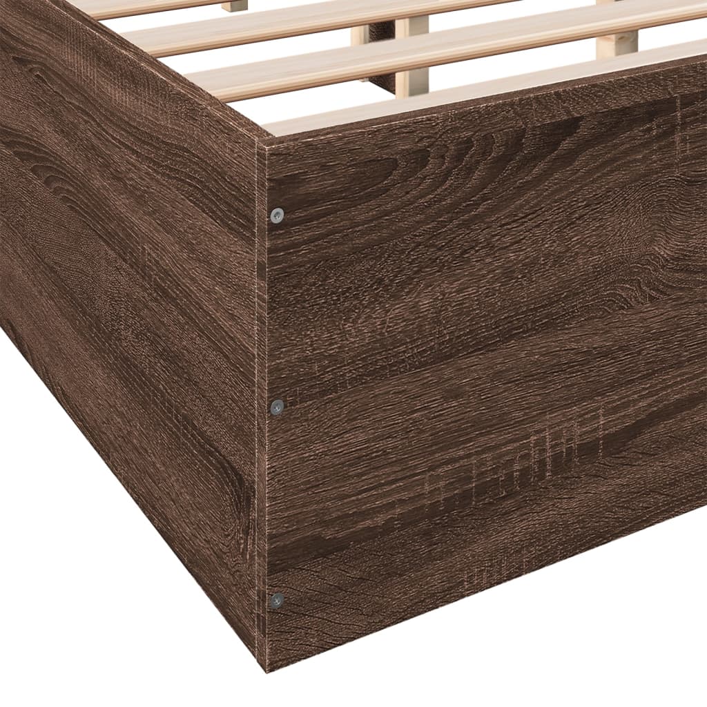 vidaXL Cadre de lit chêne marron 135x190 cm bois d'ingénierie