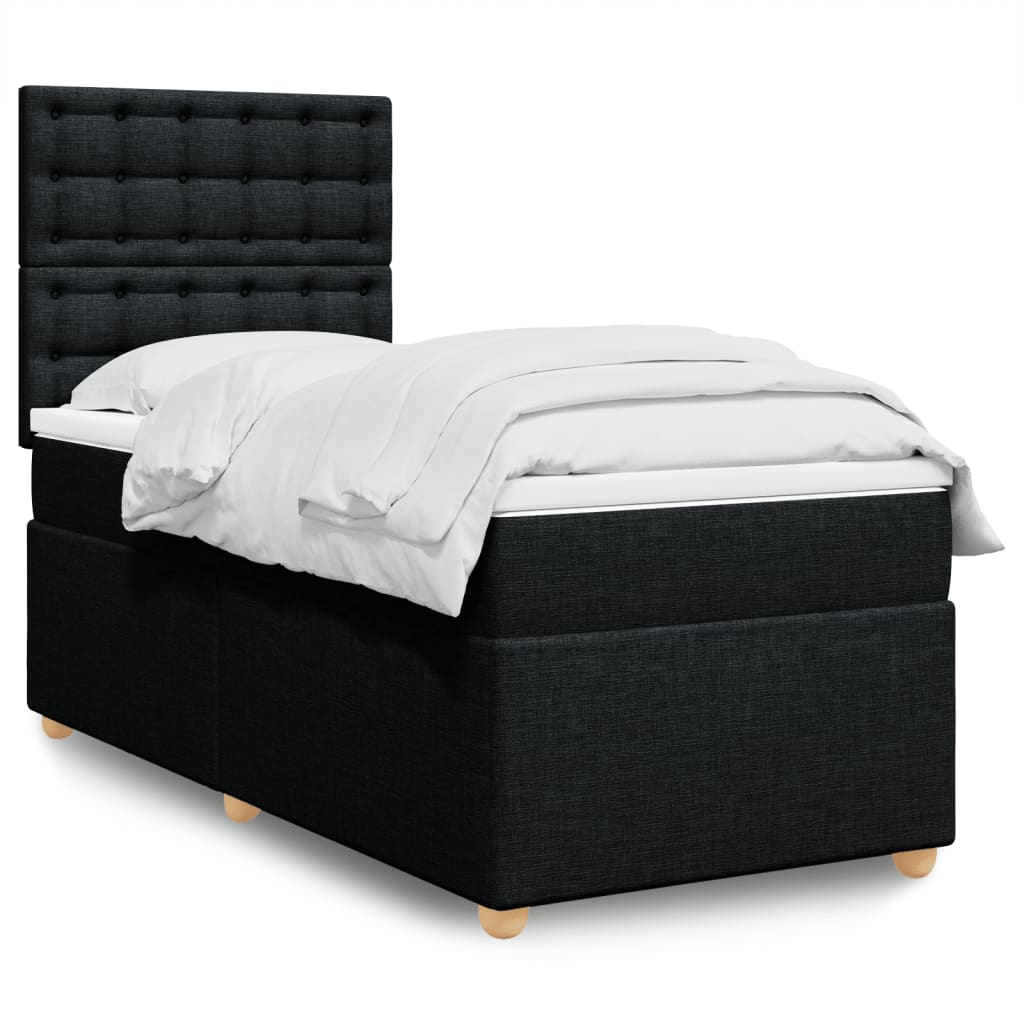 vidaXL Sommier à lattes de lit avec matelas Noir 100x200 cm Tissu