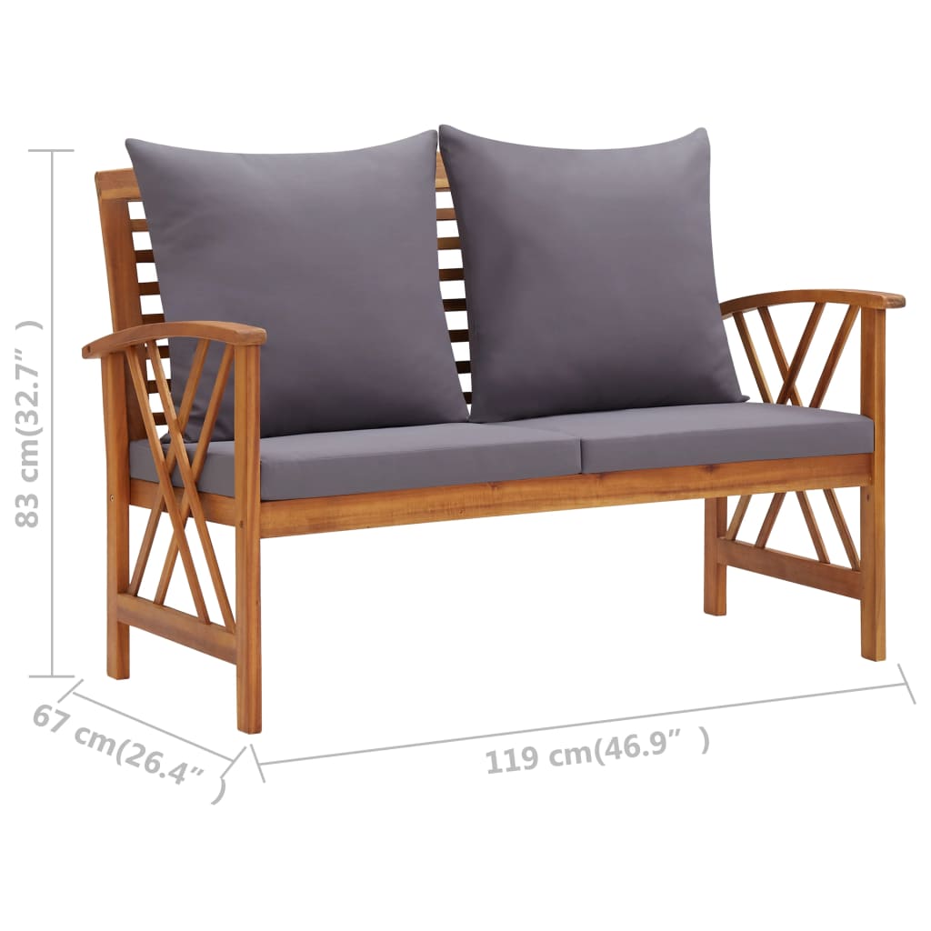 vidaXL Salon de jardin 3 pcs avec coussins Bois d'acacia massif