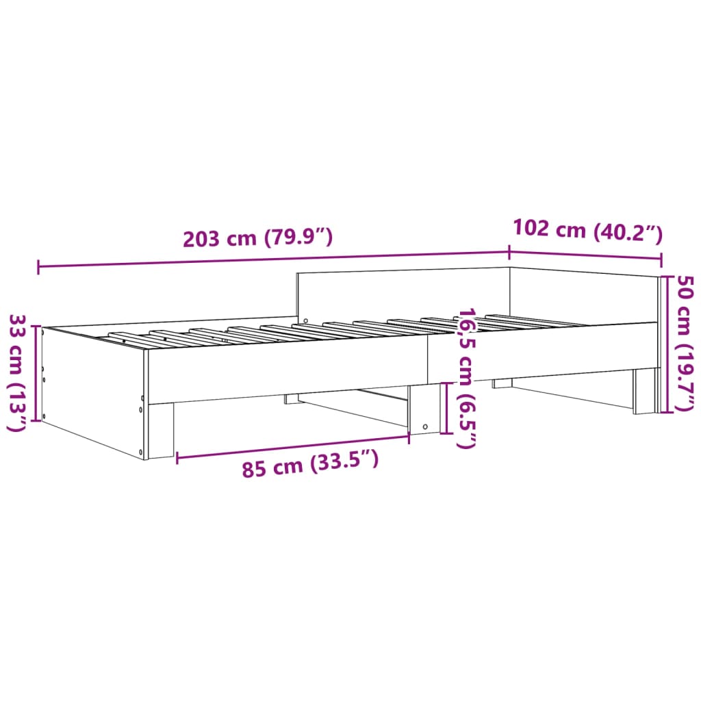 vidaXL Cadre de lit sans matelas chêne fumé 100x200 cm bois ingénierie