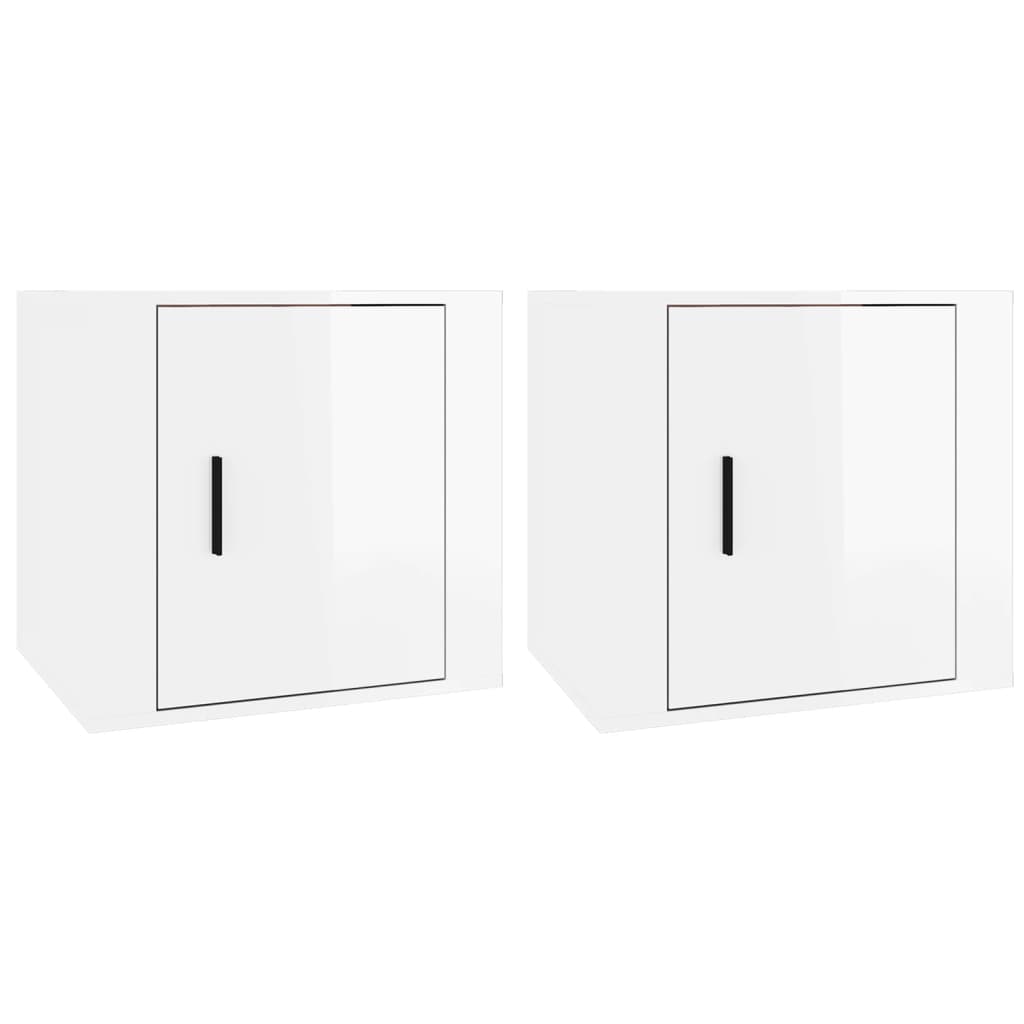 vidaXL Tables de chevet 2 pcs Blanc brillant 50x39x47 cm