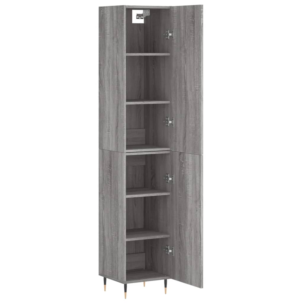 vidaXL Buffet haut Sonoma gris 34,5x34x180 cm Bois d'ingénierie