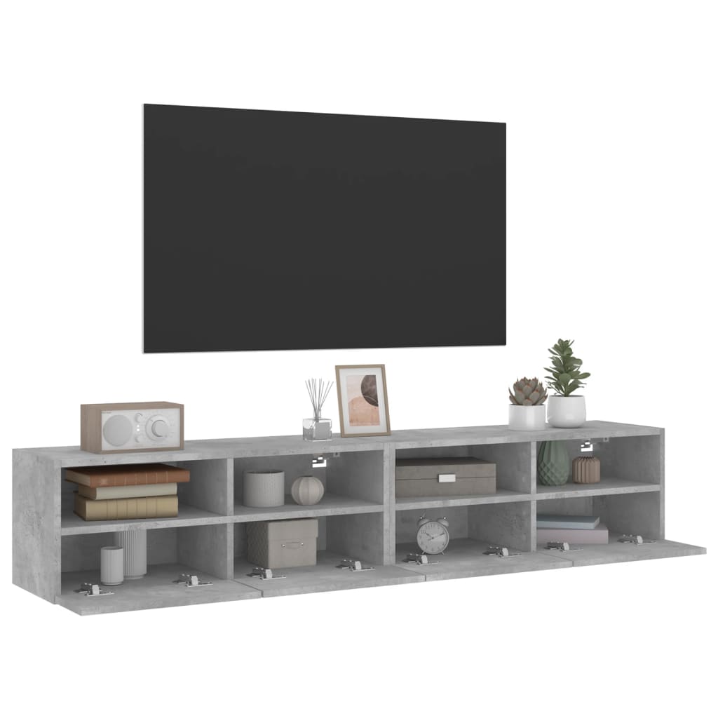 vidaXL Meubles TV muraux 2 pcs gris béton 80x30x30cm bois d'ingénierie