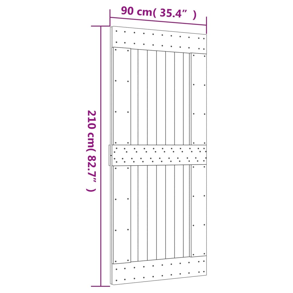 vidaXL Porte coulissante et kit de quincaillerie 90x210 cm pin massif