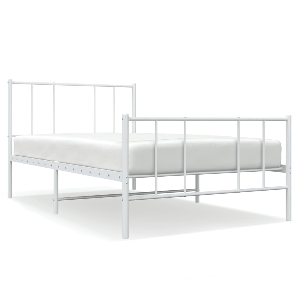 vidaXL Cadre de lit métal sans matelas et pied de lit blanc 100x200 cm