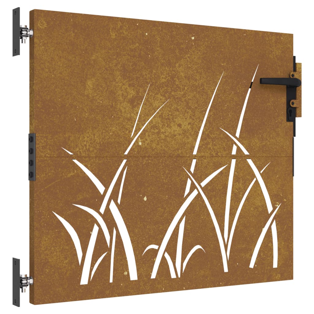 vidaXL Portail de jardin 85x75 cm acier corten conception d'herbe